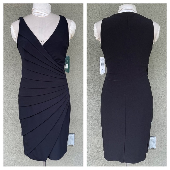 Lauren Ralph Lauren Dresses & Skirts - NEW Lauren by Ralph Lauren pleated black faux wrap dress